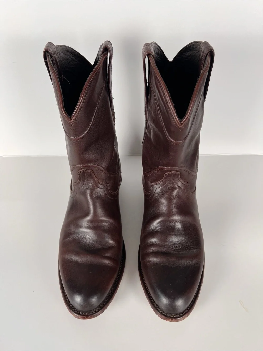 Tecovas The Earl Cowhide Roper Smooth Leather Roper Boots Dark Brown 9.5 EE Wide
